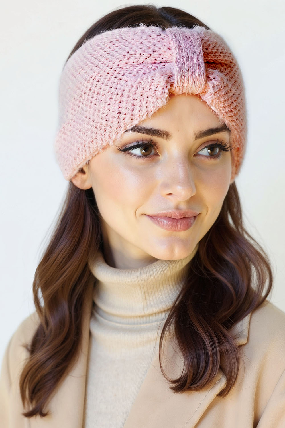 Vivisence Stirnband Damen Weiche Strick Optik Wärmt Ohren An Kalten Tagen, Pink
