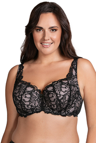 Vivisence Dame Bügel-BH Geblümt Gepolsterte Schalen Spitze Klassisch Elegant 1063, 