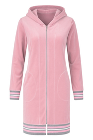 Vivisence Bademantel Baumwoll mit Reißverschluss und Bündchen an den Ärmeln 5018, rosa
