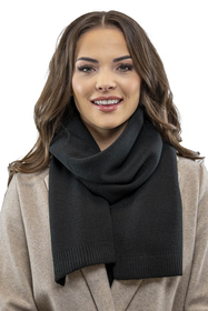 Vivisence Elegant Women's Winter Set Including Classic Beret With Floral Decoration And Matching Long Warm Wool Scarf Ideal For Cold Winter And Autumn Days, black
