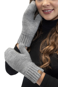 Vivisence Femme Ensemble Bonnet Pompon Écharpe Moufles Chaud Hiver Élégant, gris clair