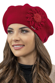 Vivisence Damen Baskenmütze Winter Herbst Warme Barette Zarter 7048, rot