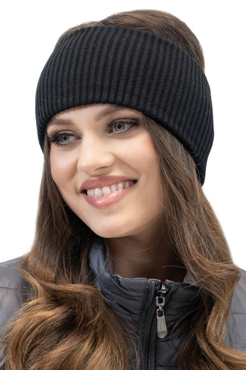 Vivisence Fashionable Winter Women's Ribbed Yarn Headband With Perfect Fit Design, Stretchable Width For Versatility Soft And Warm Material Blend For Cold Autumn And Winter Days, black