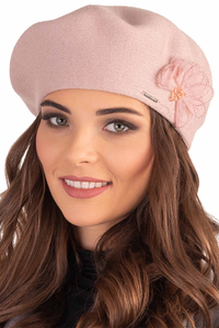 Vivisence Béret Femme Avec Appliqué Floral En Fil Idéal Pour Les Journées 7036, rose