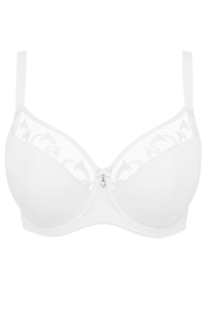 Vivisence Women's Demi Padded Bra Embroidered Mesh Microfibre Underwired Side Boning Adjustable Straps, white