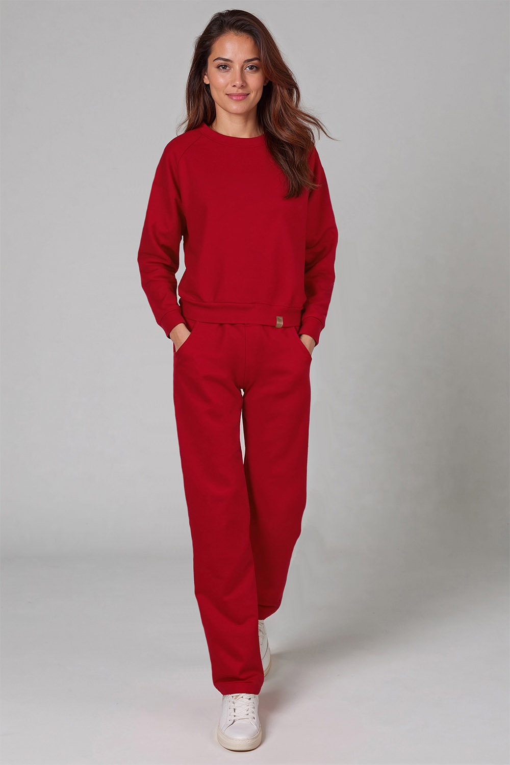 Vivisence Loungewear Damen Trainingsanzug Set Lockerer Schnitt Rundhals Freizeitanzug Mit Taschen 9205, 