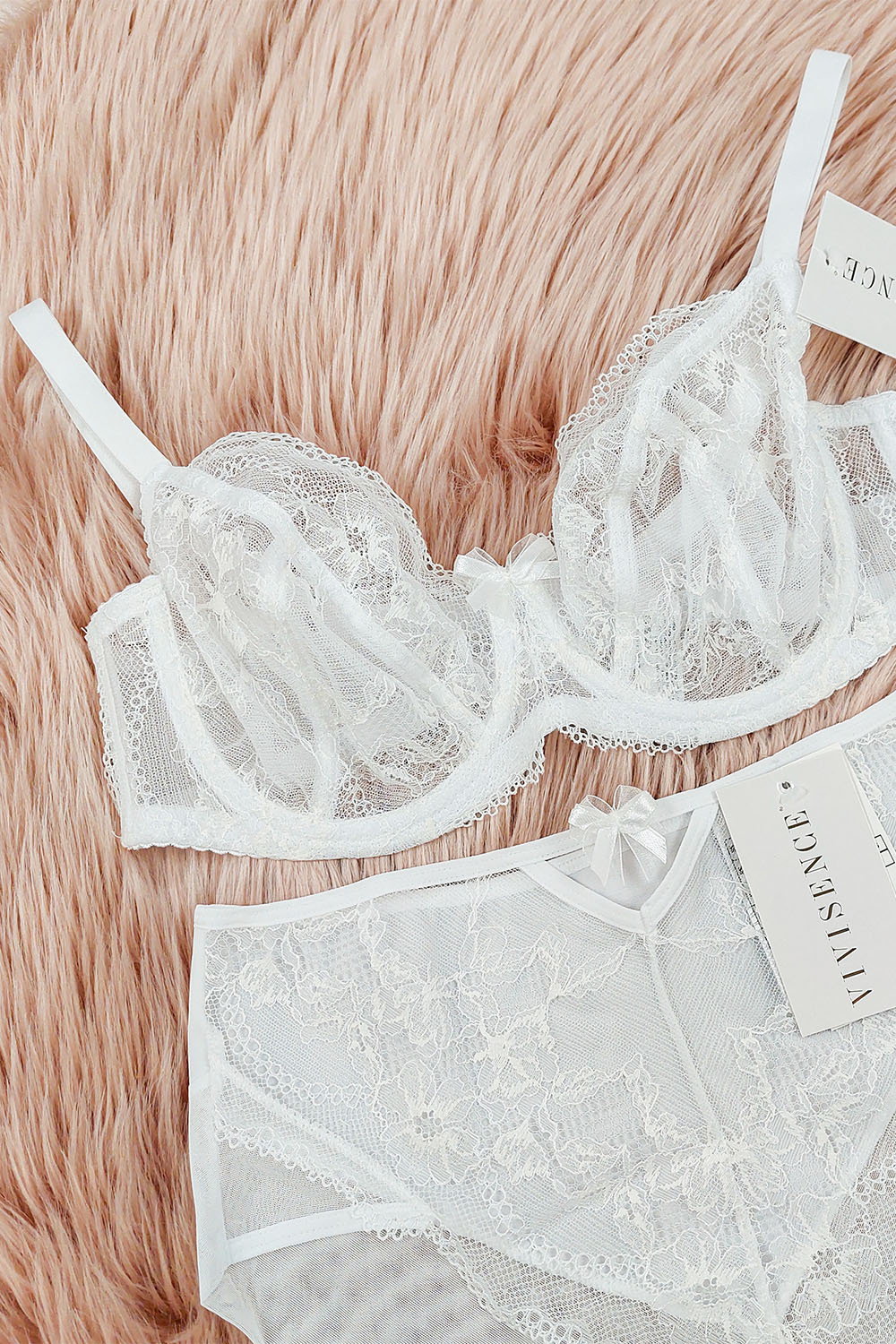Vivisence stylish sheer lace woman's briefs 1052, white