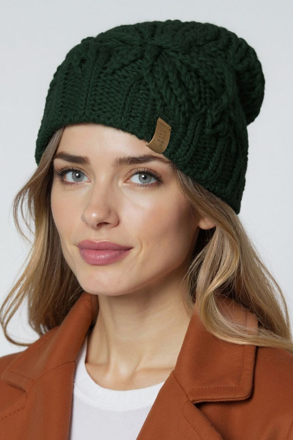 Vivisence Femme Bonnet Hiver Laine Agneau Maille Fantaisie Chaleur Confort, vert