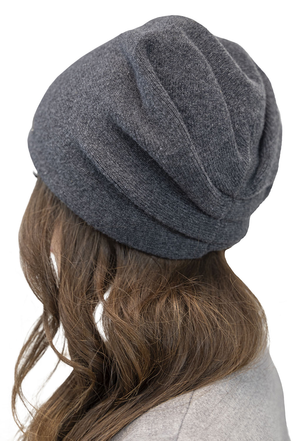 Vivisence Damen Mütze Wolle Falten Fleece Gefüttert Bequem Alltag Winter 7085, dunkelgrau
