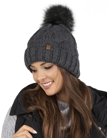 Vivisence Winter Hat With Pom Pom For Women Warm Ideal For Cold Days 7014, dark grey