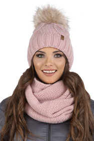 Vivisence Knitted Loop Scarf Double Folded Warm Ideal For Winter 7103, powder pink