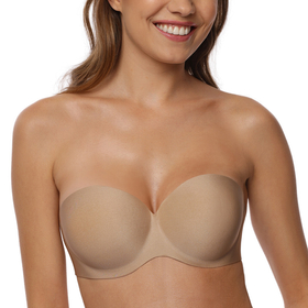 Vivisence Strapless Bra Bandeau for Women self-adhesive barconette Underwire bra for special occasions Dresses and Backless Outfits Model 1065, beige