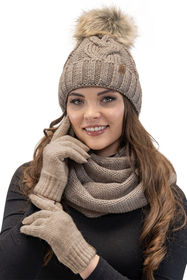 Vivisence Bonnet À Pompon Femme Chaud Et Doux Idéal Pour L’Hiver 7014, beige