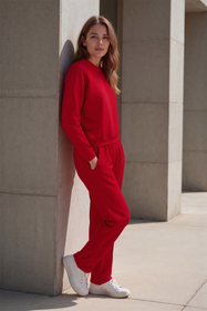 Vivisence Loungewear Damen Trainingsanzug Set Lockerer Schnitt Rundhals Freizeitanzug Mit Taschen 9205, 