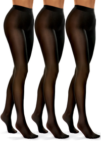 Vivisence Women's Tights 40 DEN 3-Pack With Invisible Toe Reinforcement Comfort Trimmed Waistband Seamless Panties Section, nero