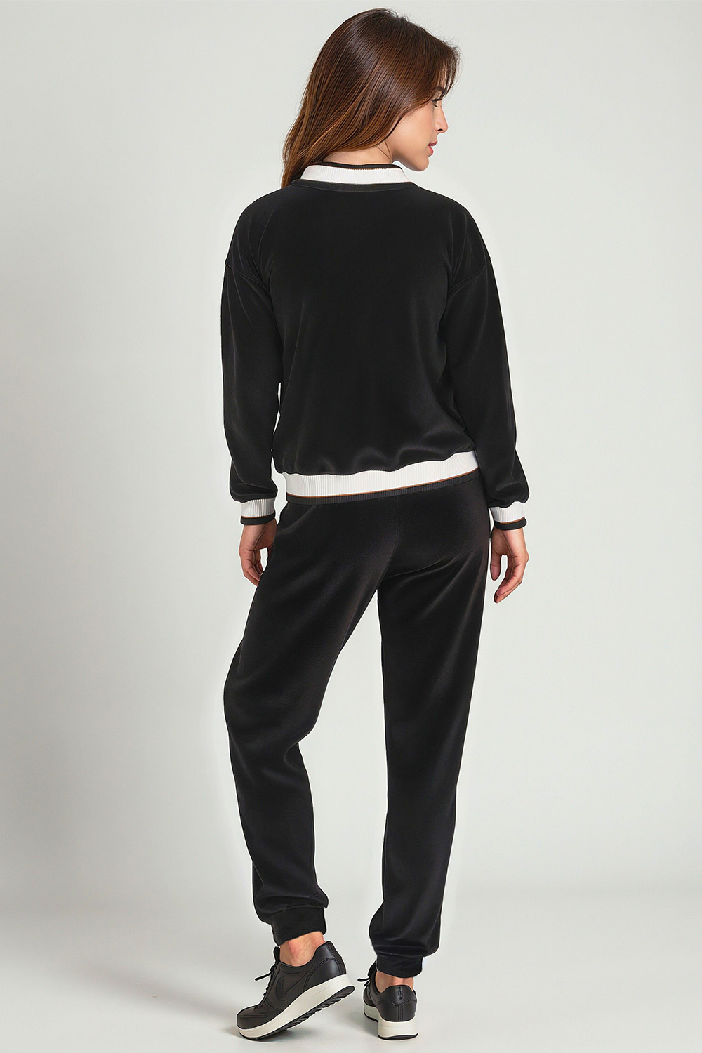 Vivisence Ensemble Survêtement Velours Col V Coupe Confort Idéal Quotidien 9201, 