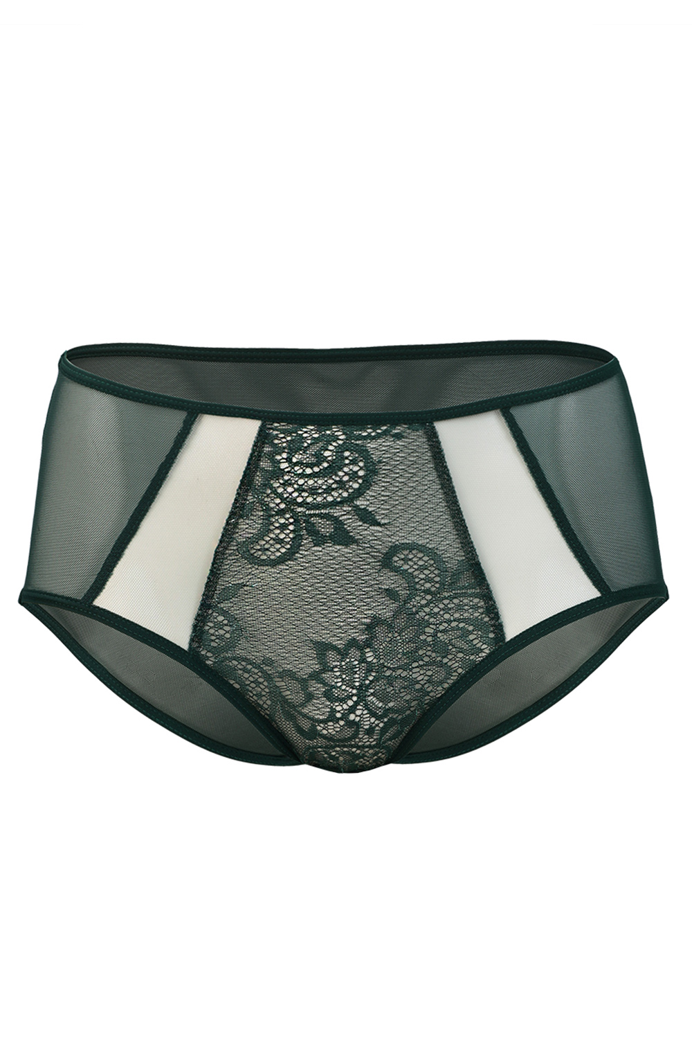 Vivisence Cullote Slip Classique Taille Haute En Microfibre Et Dentelle Confortable Élégant Avec Inserts Délicats Parfait Pour Un Ensemble Et Raffiné 1004W, vert