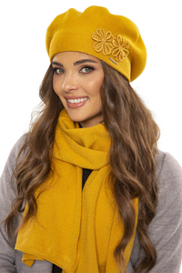 Vivisence Béret Et Écharpe Femme Pour L'automne et L'hiver Chauds En Laine Mélangée Accessoires Pour Hommes Tricot Souple Ajustement Parfait Divers Styles Et Couleurs Disponibles 7007Kmpl, miel