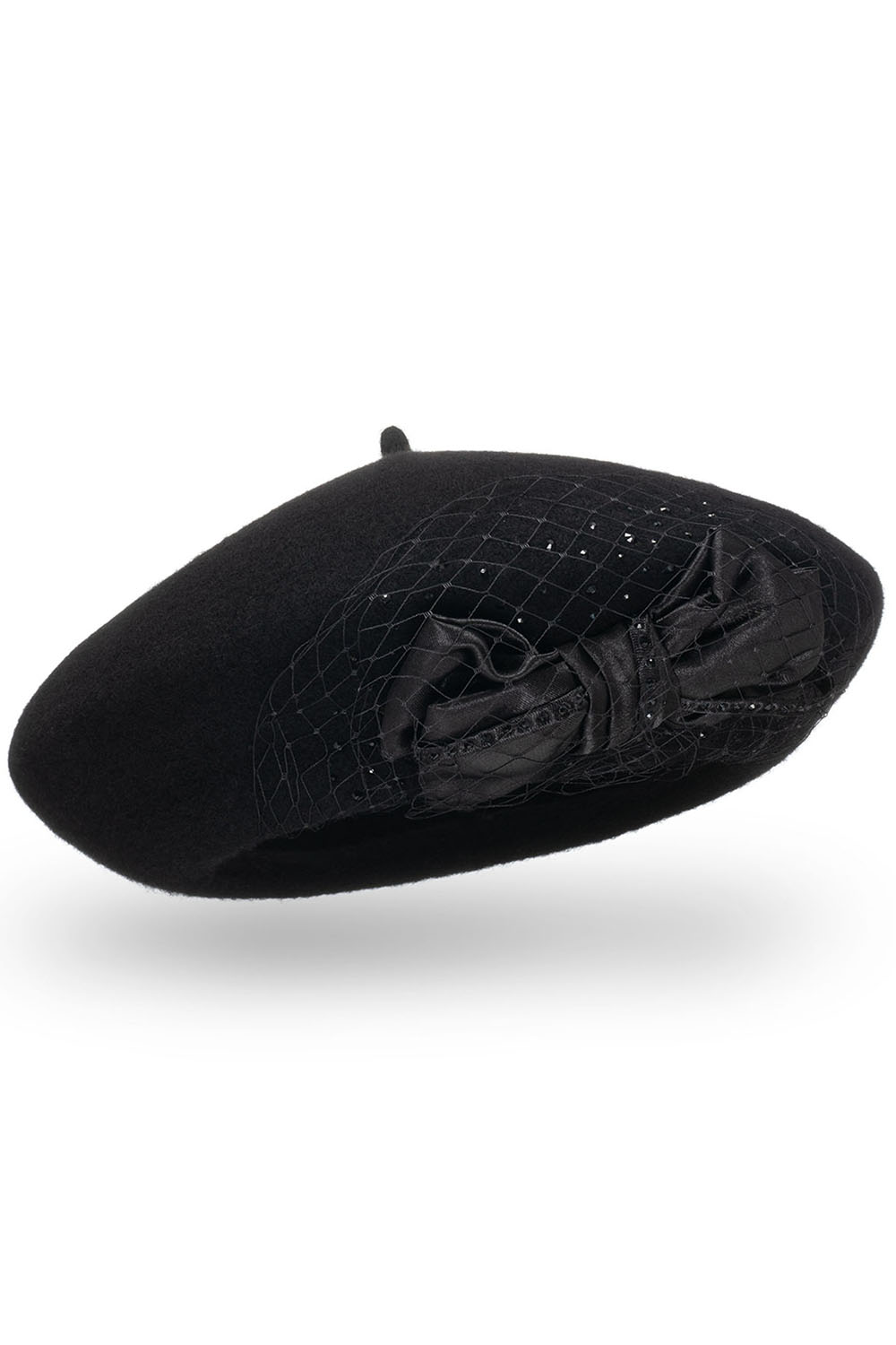 Vivisence Damen Baskenmütze Winter Warm Wolle Elegante Gemütlich Herbst 7081, schwarz