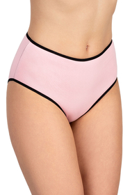 Vivisence Dame Slip Bund Voll Klassisch Unterhose Baumwolle Alltag 4017, schwarzes Gummiband:pink 3-pack