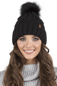 Vivisence Winter Hat With Pom Pom For Women Warm Ideal For Cold Days 7014, black