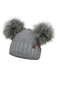Vivisence Damen Bommelmütze Winter Zwei Bommel Wärmendem Garn Antistatischer 70106, hellgrau