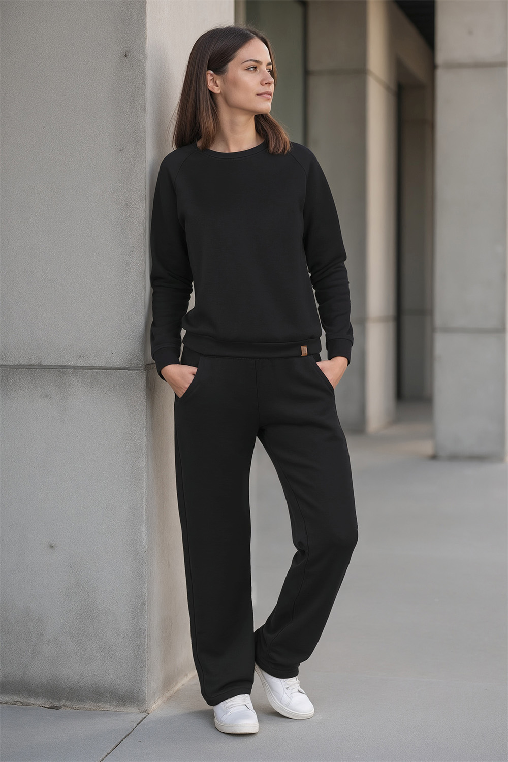 Vivisence Loungewear Damen Trainingsanzug Set Lockerer Schnitt Rundhals Freizeitanzug Mit Taschen 9205, 