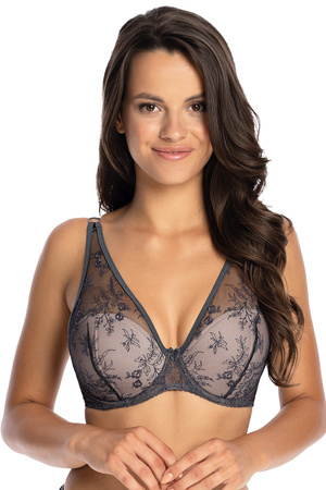 Gaia underwired semi padded embroidered bra 1032 Jenny, Grey