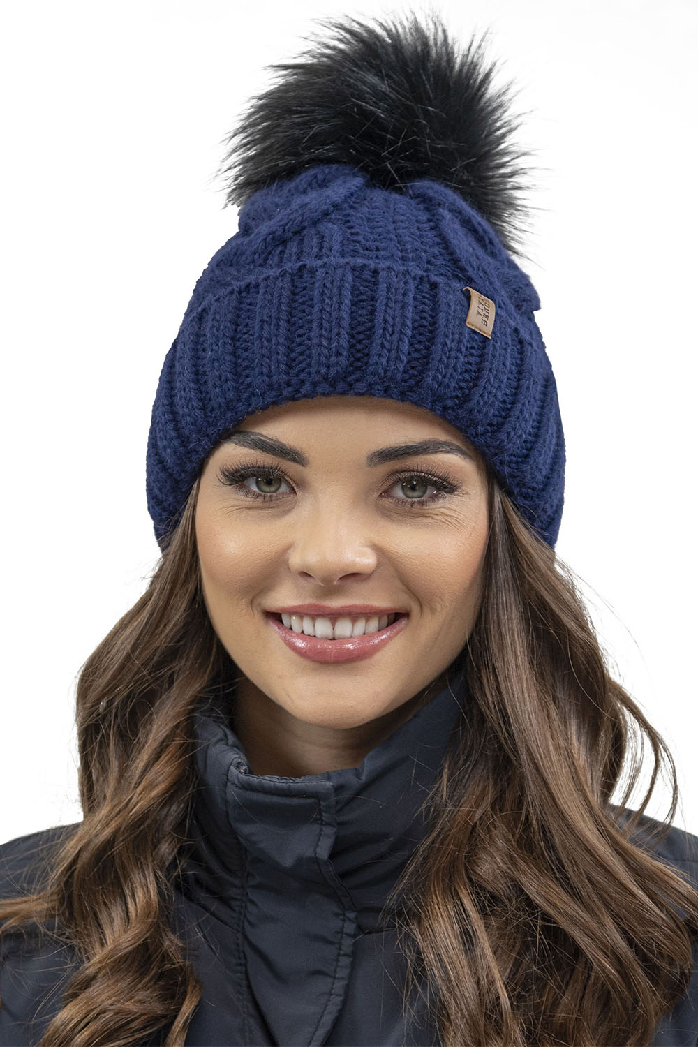 Vivisence Winter Hat With Pom Pom For Women Warm Ideal For Cold Days 7014, dark blue