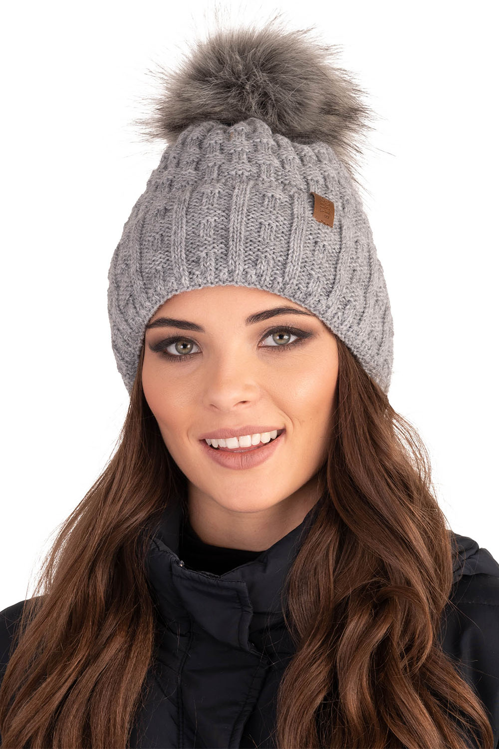 Vivisence Women Winter Hat Scarf And Gloves Set Fleece Lined Soft Knit Warmth, light grey
