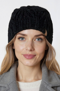 Vivisence Femme Bonnet Hiver Laine Agneau Maille Fantaisie Chaleur Confort, noir