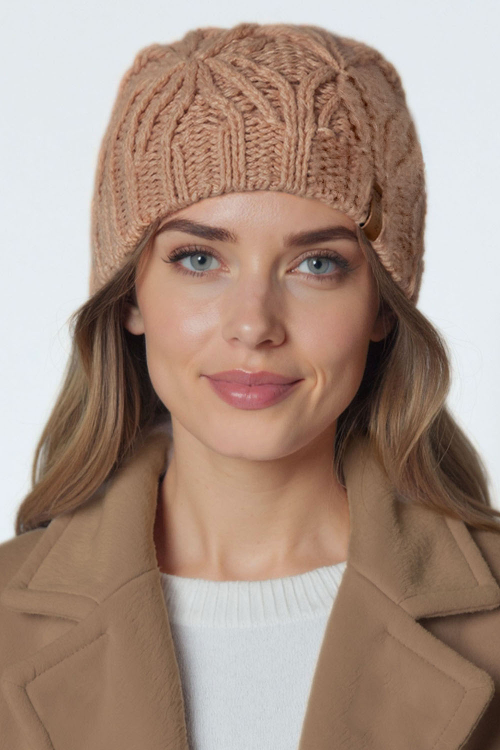 Vivisence Damen Mütze Schal Set Lammwolle Baumwolle Für Wärme und Komfort, Beige