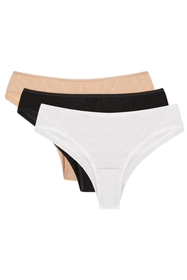 Vivisence culotte slip brésilien 4018 3-pack, beige/noir/blanc