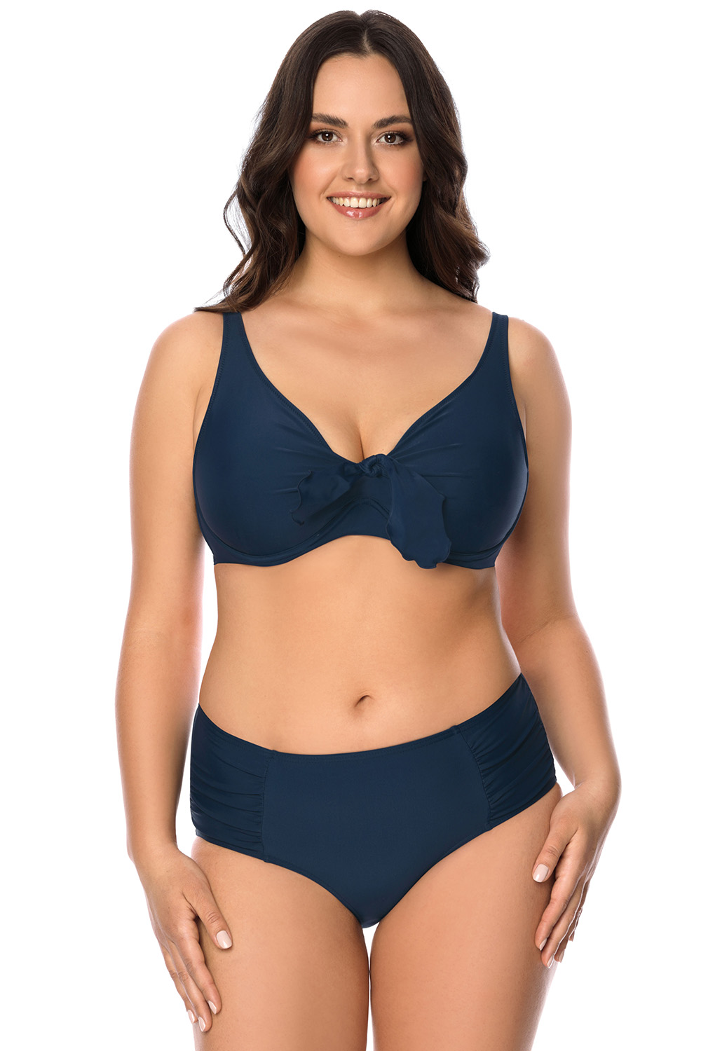 Vivisence Womens Underwire Swim Bra Non Padded With Tie Front Adjustable Straps For Full Bust Support, dark blue