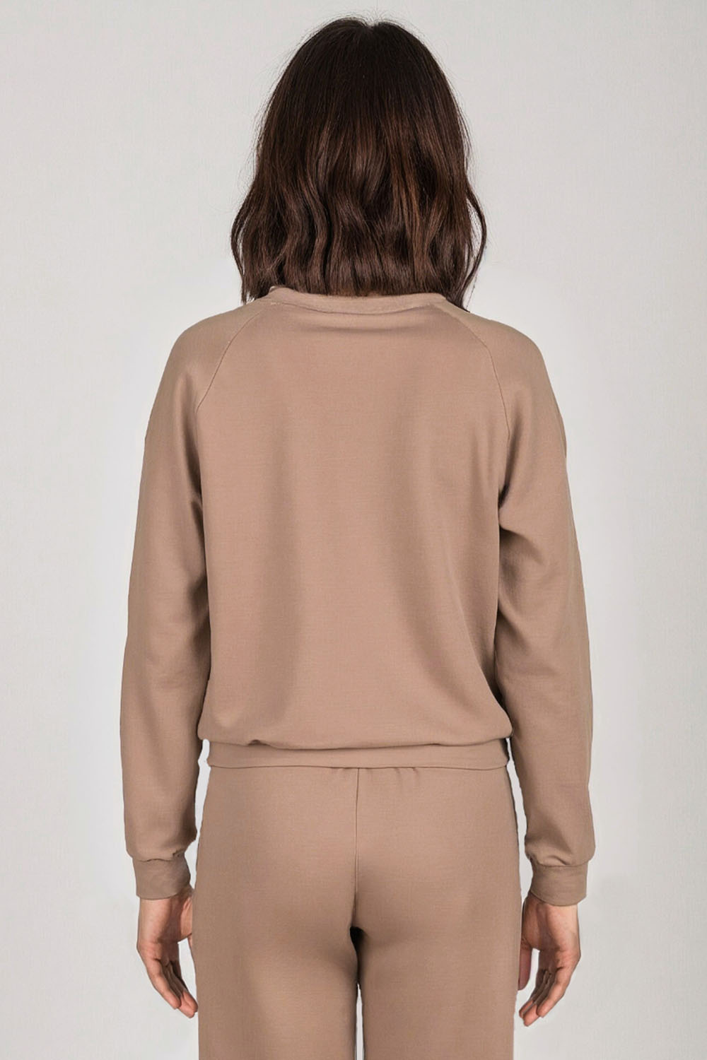 Vivisence Sweatshirt Damen Mit Rundhalsausschnitt Aus Baumwolle Langer Ärmel Bequemer Schnitt 9004, beige