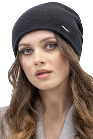 Vivisence Damen Mütze Wolle Falten Fleece Gefüttert Bequem Alltag Winter 7085, schwarz