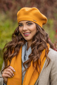 VIVISENCE Damen Baskenmütze Warm und Gemütlich Kälteschutz und Komfort 7005, honig