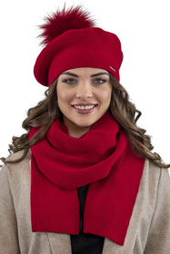 Vivisence Damen Baskenmütze Warm und Gemütlich Kälteschutz Komfort Bommel 7035, rot