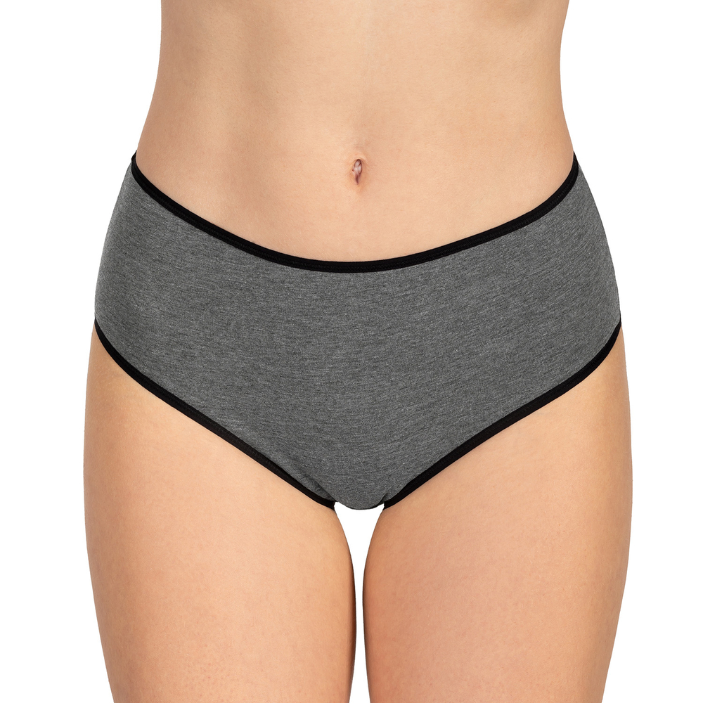Vivisence culotte classique slip pour femme 4017, bande noire : gris foncé