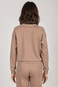 Vivisence Sweatshirt Damen Mit Rundhalsausschnitt Aus Baumwolle Langer Ärmel Bequemer Schnitt 9004, beige