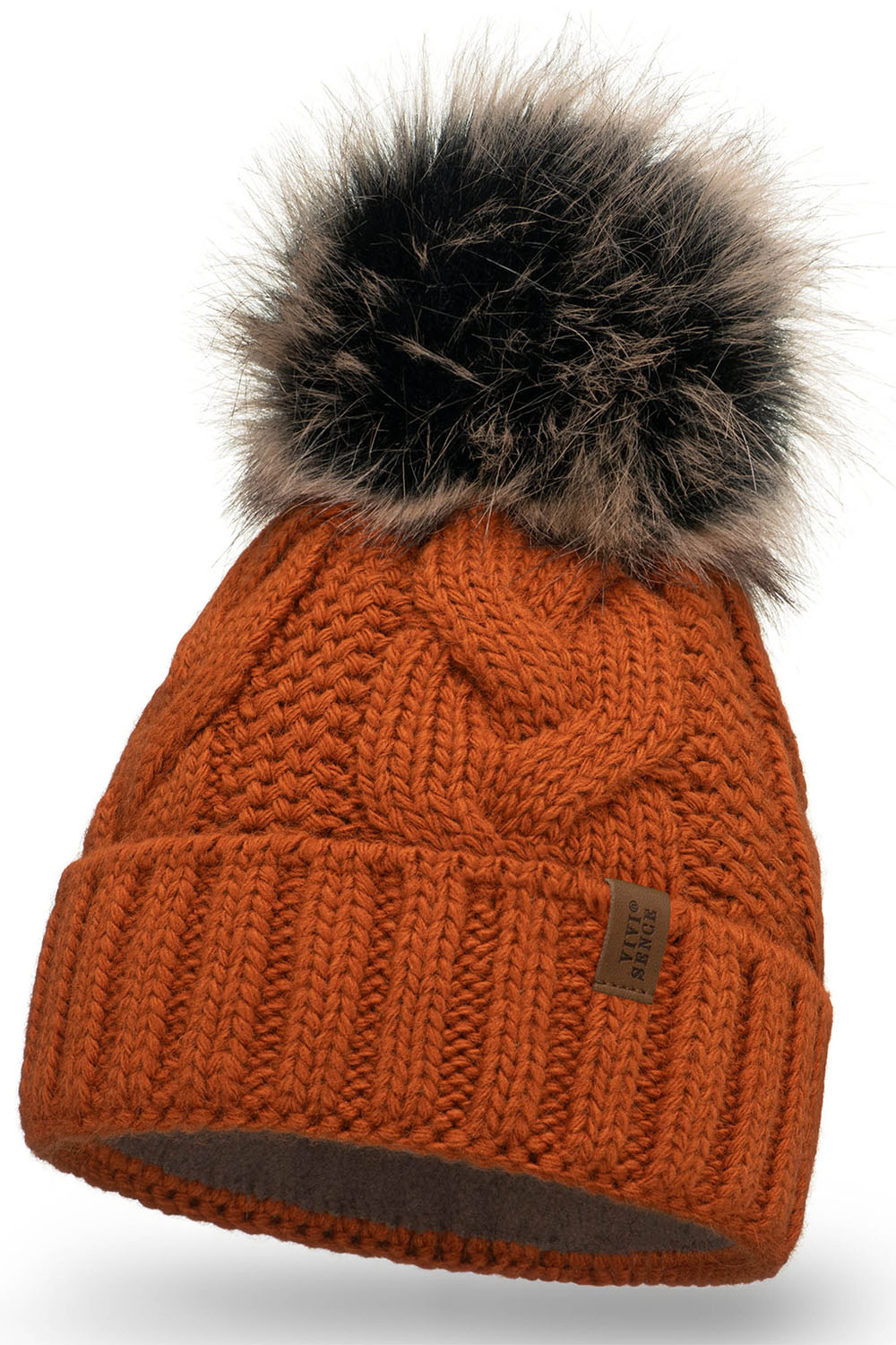 Vivisence Winter Hat With Pom Pom For Women Warm Ideal For Cold Days 7014, orange