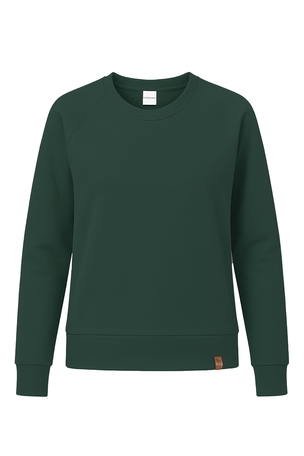 Vivisence Sweatshirt Damen Mit Rundhalsausschnitt Aus Baumwolle Langer Ärmel Bequemer Schnitt 9004, grün