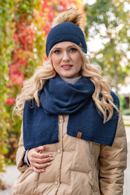 Vivisence Damen Schal Strick Warm Breit Weich Elegant Sportlich Winter 7041S, dunkelblau