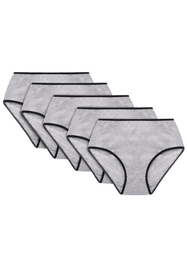 Vivisence Culotte Classique Slip pour Femme Lot de 5 Figi Silhouette Élégante 4016, bande noire: gris 5-pack