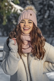Vivisence Knitted Loop Scarf Double Folded Warm Ideal For Winter 7103, powder pink