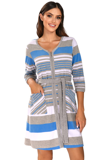 Vivisence women's patterned dressing gown 5013, blue 