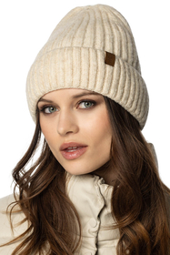 Vivisence Damen Winter Mütze Klassischen Beanie Strickmütze Stil Perfekte Passform Strickbündchen Warmem Rippengarn Ideal Für Kalte Wintertage Winter Herbst Modell 70104, ecru