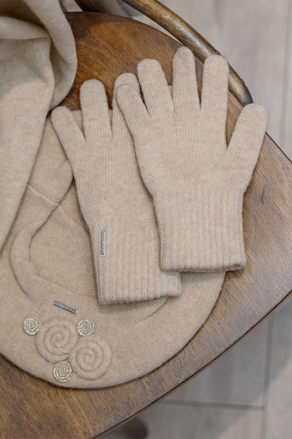Vivisence Gants Femme En Laine Pour L’Hiver Idéal Temps Froid 7201, beige
