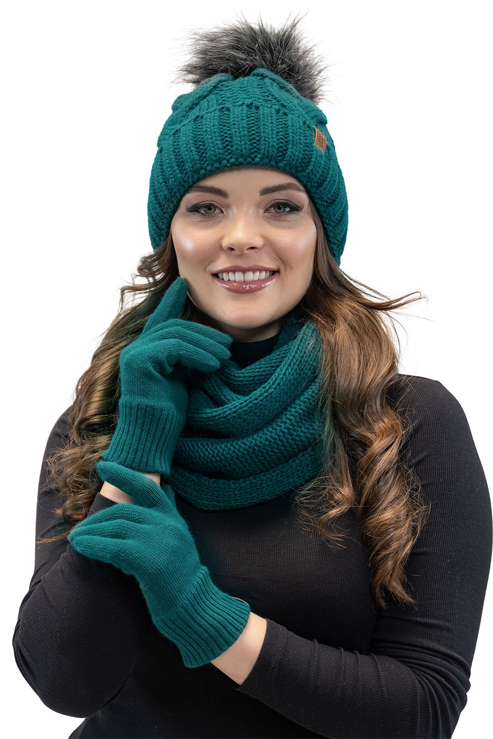 Vivisence Loop Schal Strick Zweimal Gefaltet Ideal Wärm Für Wintertage 7103, dunkeltürkis