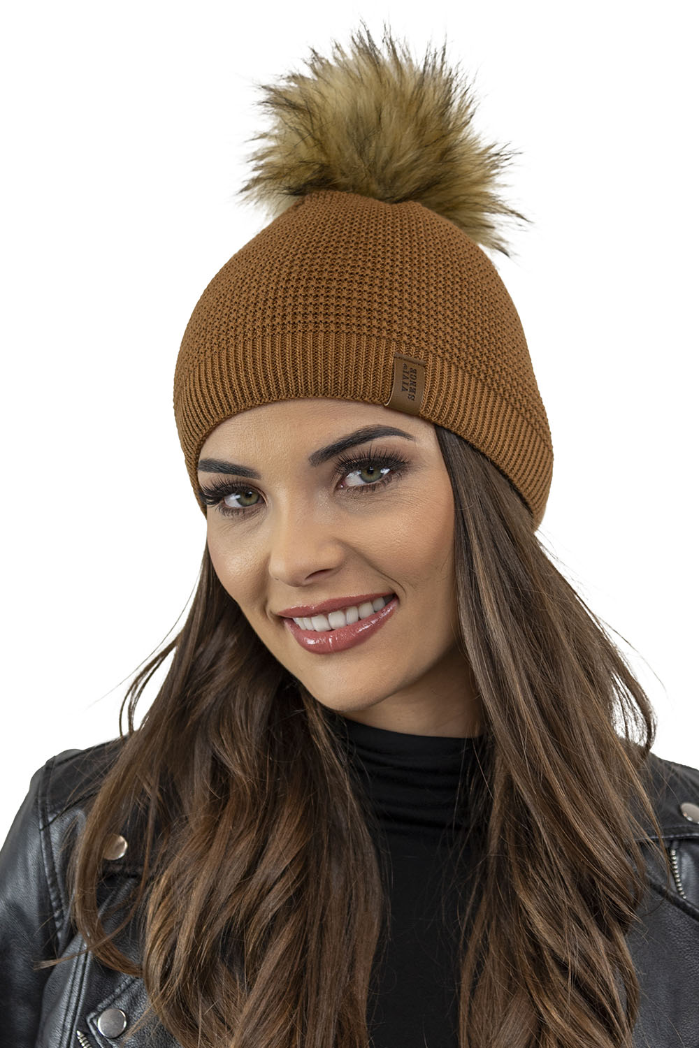 Vivisence Elegantes Damen Winter Set Aus Mütze Und Schal Mit Bommel Aus Warmem Garn Antistatische Eigenschaften Perfekte Passform Für Elegante Und Sportliche Outfits, braun